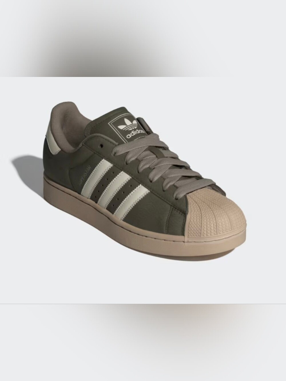 adidas Men’s Superstar Sneaker - Black with Olive Green and Tan